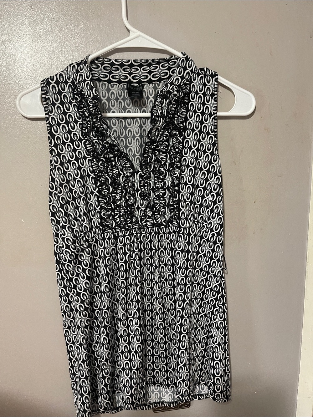 Maurices Black and White Ruffle V-Neck Sleeveless Camisole